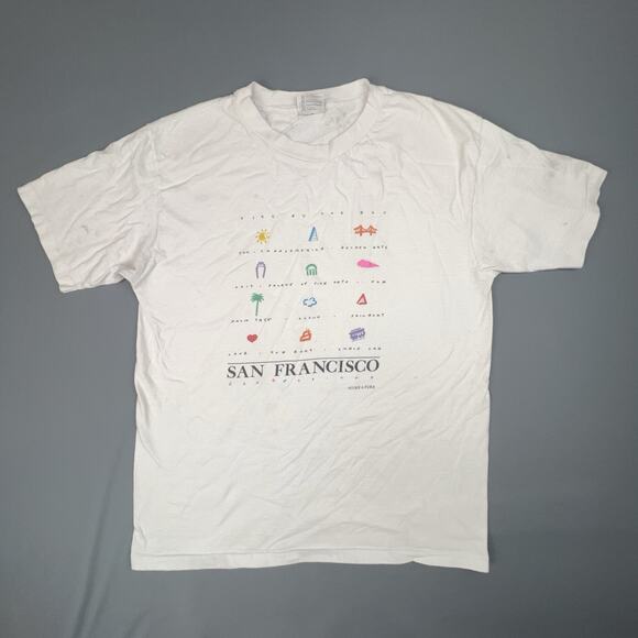 Vintage Hanes San Francisco Graphic Tee XL White USA Made 90s Tourist Shirt - Picture 1 of 14